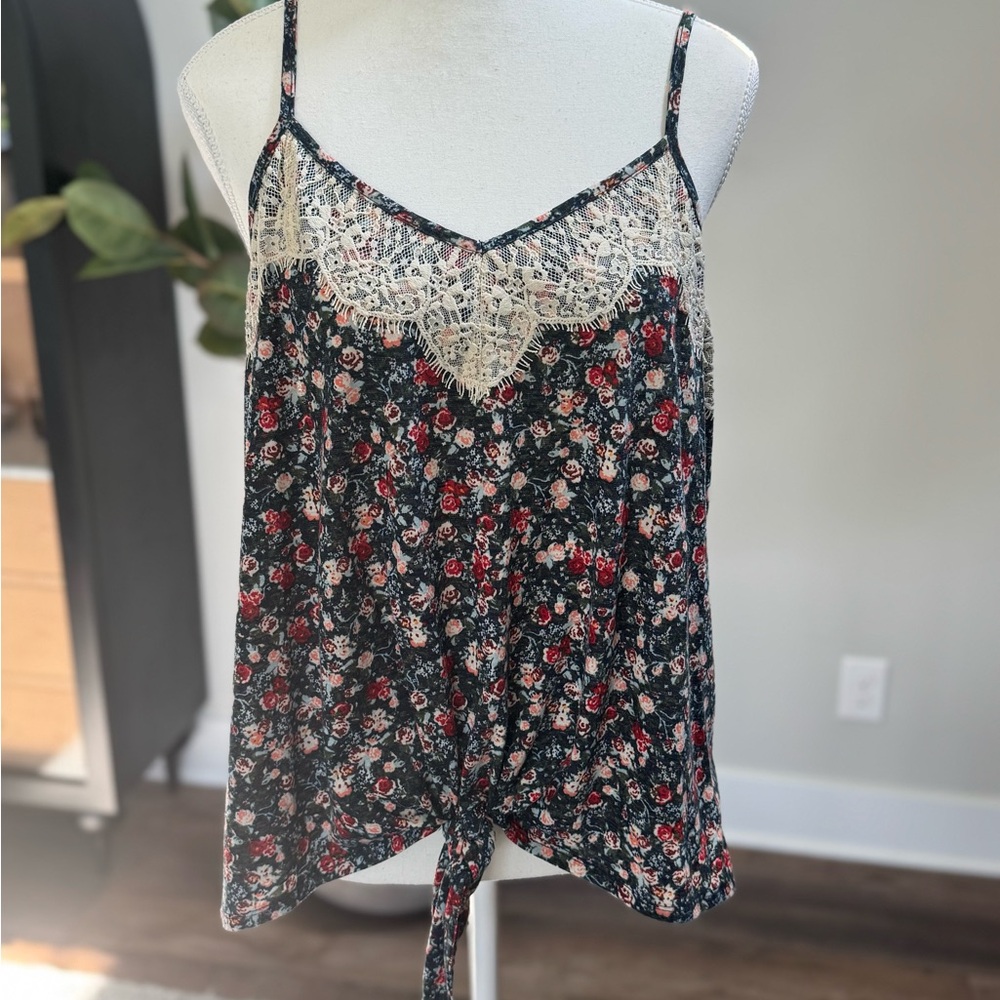 Xhilaration Floral Tie Front Camisole